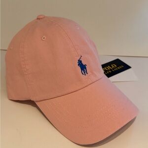 Polo by Ralph Lauren Light Pink Baseball Cap with Navy Embroidery